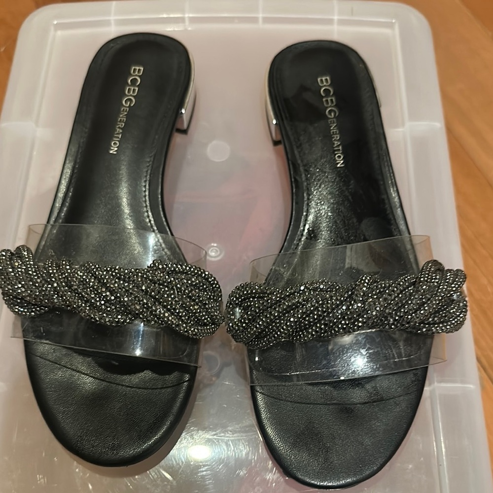 BCBGeneration Black Slide Sandals